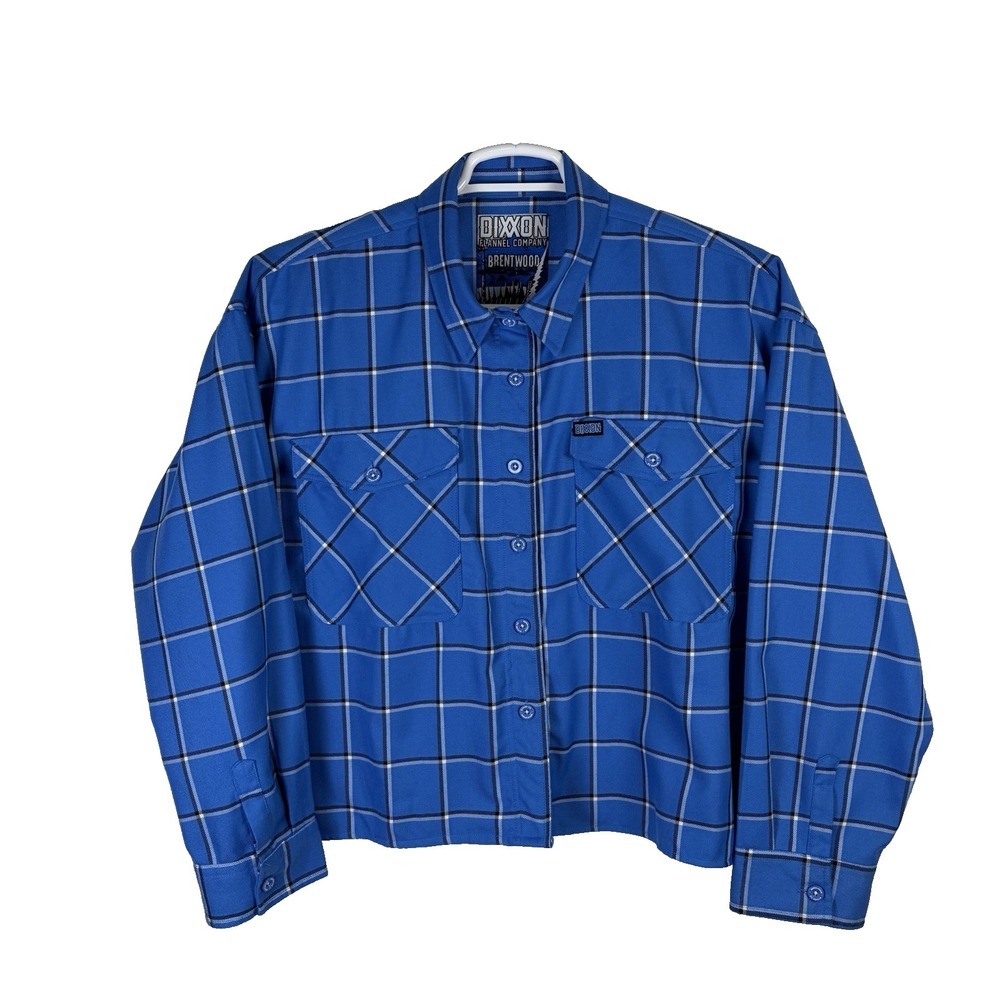 Dixxon Flannel Brentwood Woman's Shirt Size 2X Blue Plaid Crop Streetwear Hiking